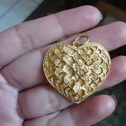 21k Big Heart Pendant Charm 