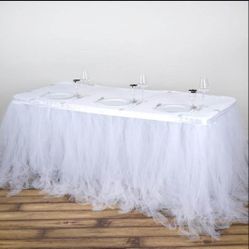 White Tulle Table Skirt