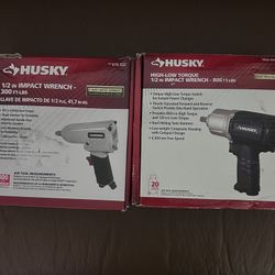 Husky 1/2” Impact Wrench x2 (300 & 800 ft lbs) New