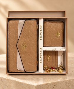 Coach Signature Leather Wallet Gift Set
