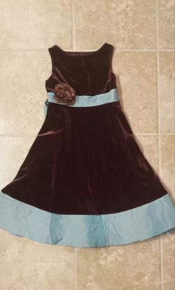 Little Girls Sleeveless Velvet Brown Dress Sz.7