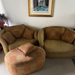 Vintage High Quality Sofa Chairs With Ottoman 