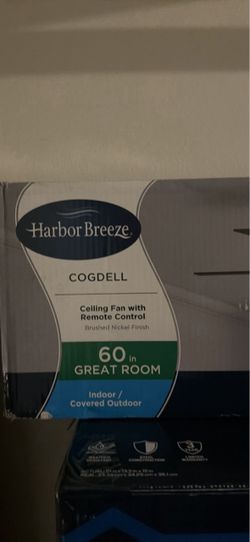 Harbor Breeze Cogdell 60-in Brushed Nickel LED Covered Outdoor Downrod or Flush Mount Ceiling Fan With Light and Remote Control Included