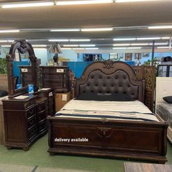 ☆ Dark Cherry Sleigh Beddroomset/Queen&King Size Available/ Ask For A Discount Code ♥️ Household, Home Decor 