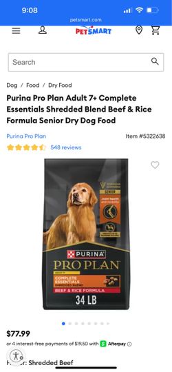 Purina Pro Plan dog food  34lbs