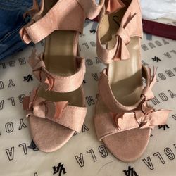 Windsor bow tie blush pink heels 