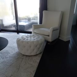 Restoration Hardware Linen Swivel Chair