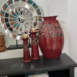 Large Vase And Candle Holders 