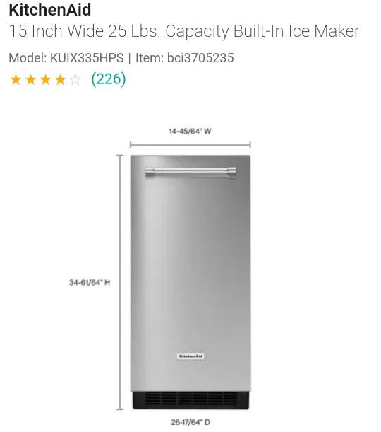 New Ice Maker Kitchen Aid 25lb