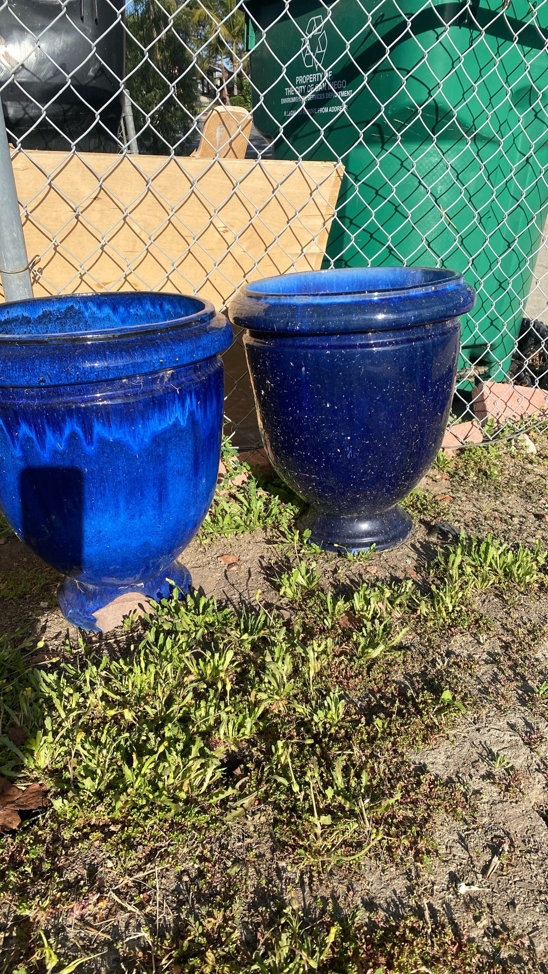 Blue Ceramic Pots 19” Tall and 13” Wide