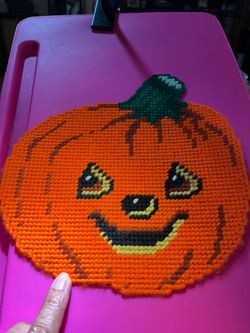 Vintage Happy Pumpkin Needle Point Plastic Canvas