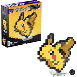 Mega Pokémon Pikachu Pixel Art Construction Set – 400 Pieces (Collectible Display)