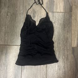 Black lace halter top size medium