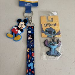 Mickey Mouse & Stitch Keychains Both 