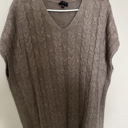 Cable Knit V-Neck Poncho (The Limited, M/L)