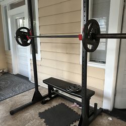 Squat Rack With Bench & Barbell