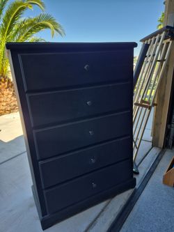 Black Wood 5-Drawer Tall Dresser