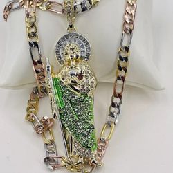 San Judas Collar Laminado Italiano Garantizado/Saint Jude Necklace Gold Plated