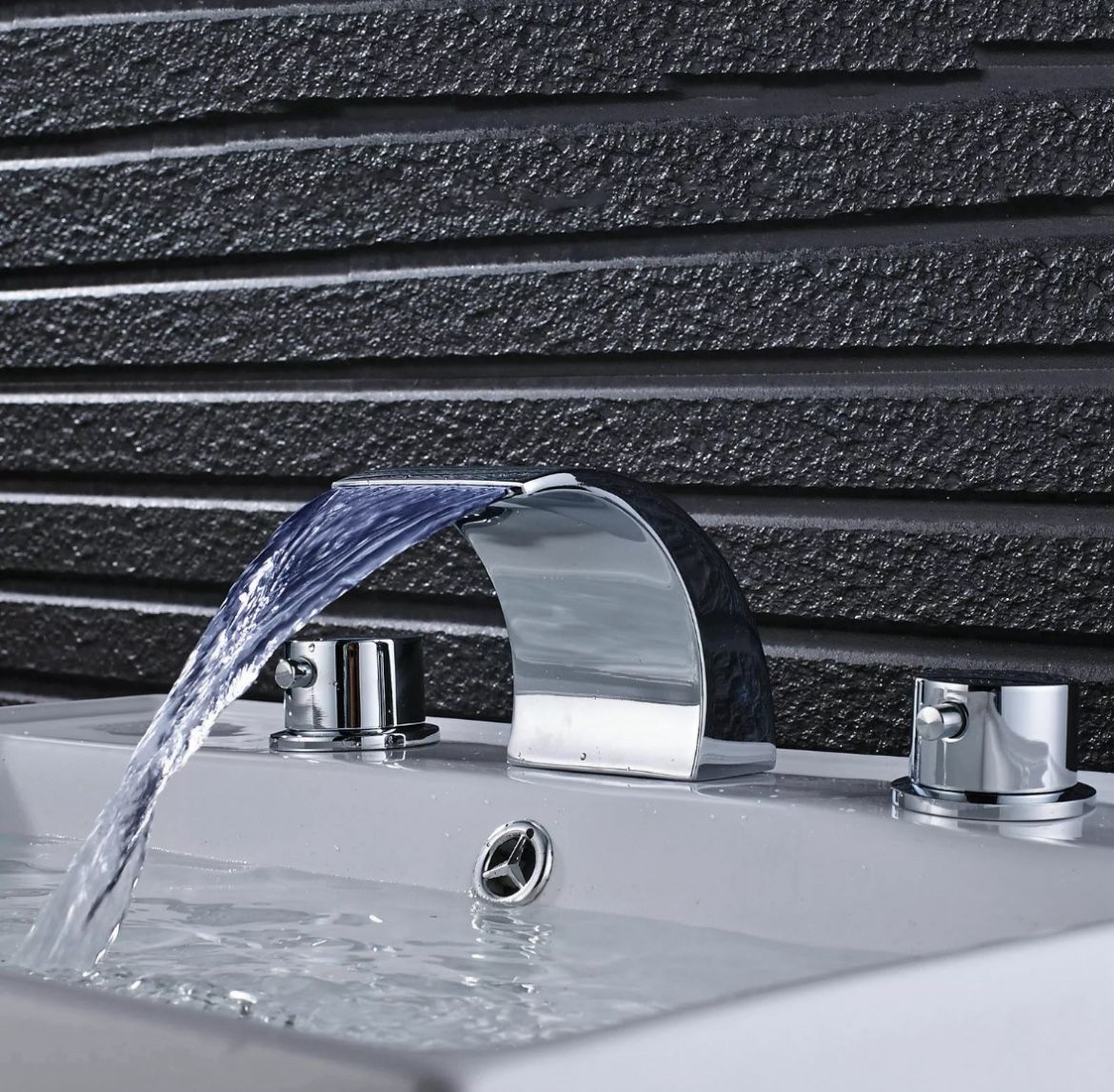 8” Widespread Chrome Bathroom Faucet Basin 3 Hole Waterfall Vanity Sink Mixer Tap