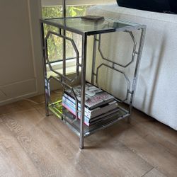 Glass and Chrome End Table 