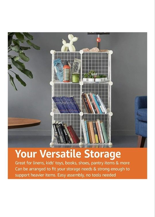 Cube Shelves, Wire Grid, Stackable Storage