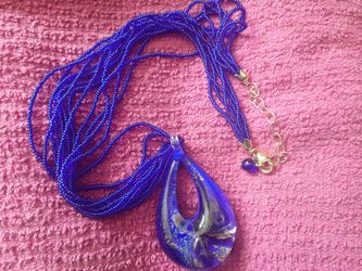 Gorgeous Beaded Blue MURANO Glass Necklace!