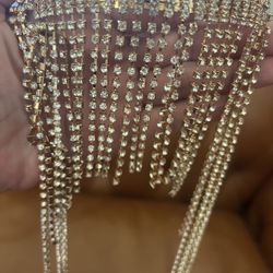 Gold Tassel Headband Egyptian Rave Flapper Boho Headpiece Fringe Rhinestones