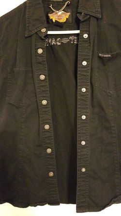 Womens Harley Davidson black denim top