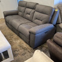 Grey Electric Reclining Sofa 