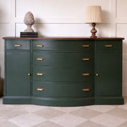 Moody Green Solid Wood Credenza / Buffet / Sideboard / TV Stand 