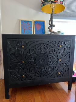 Bohemian Carved Wood Dresser