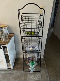 Black 3-Tier Wire Storage Basket Organizer