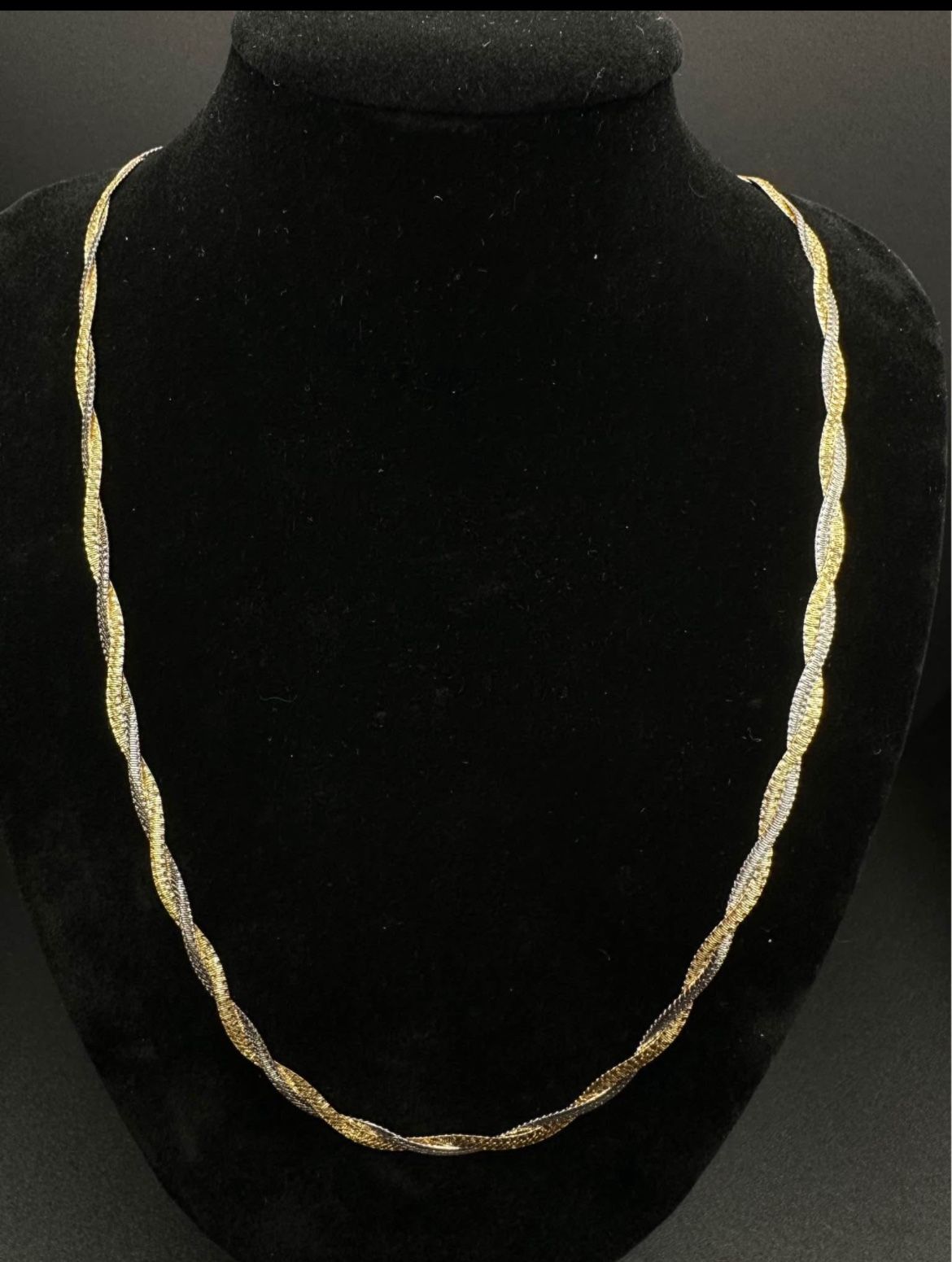 14k Yellow & white gold braided chain