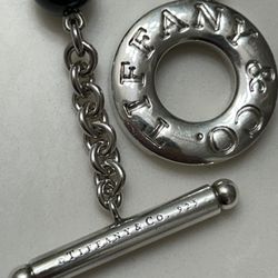 Tiffany & Co. 925 Silver Black Onyx Beaded Toggle Necklace