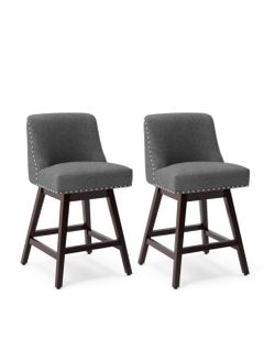 Set of 2 Upholstered Swivel Counter Stools