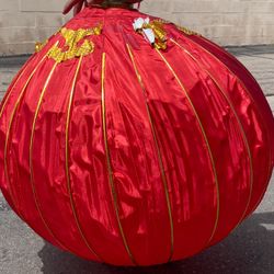 Red Chinese Jumbo Lanterns and Box Of Tet Festival Decorations