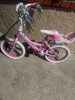 Pink Kids Bike with Doll Seat 16”