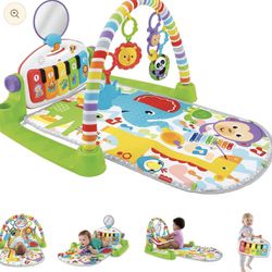 Fisher-Price Alfombrilla de actividad para bebés Glow and Grow Kick & Play Piano Gym, juguete musical portátil con aprendizaje de etapas inteligentes,