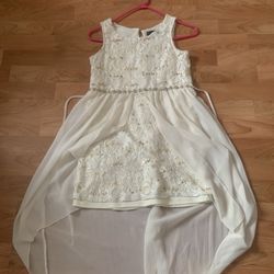 White Kids Dress With Gold Sequence 