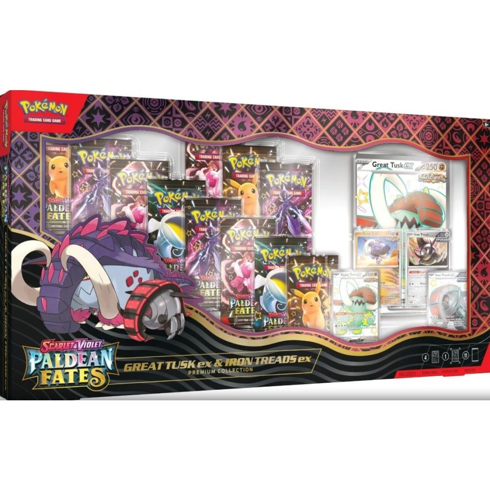 Pokemon Paldean Fates Great Tusk ex & Iron Treads ex Premium Collection Box