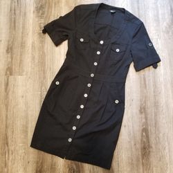 Guess Black Button Front Utility Dress Size Med