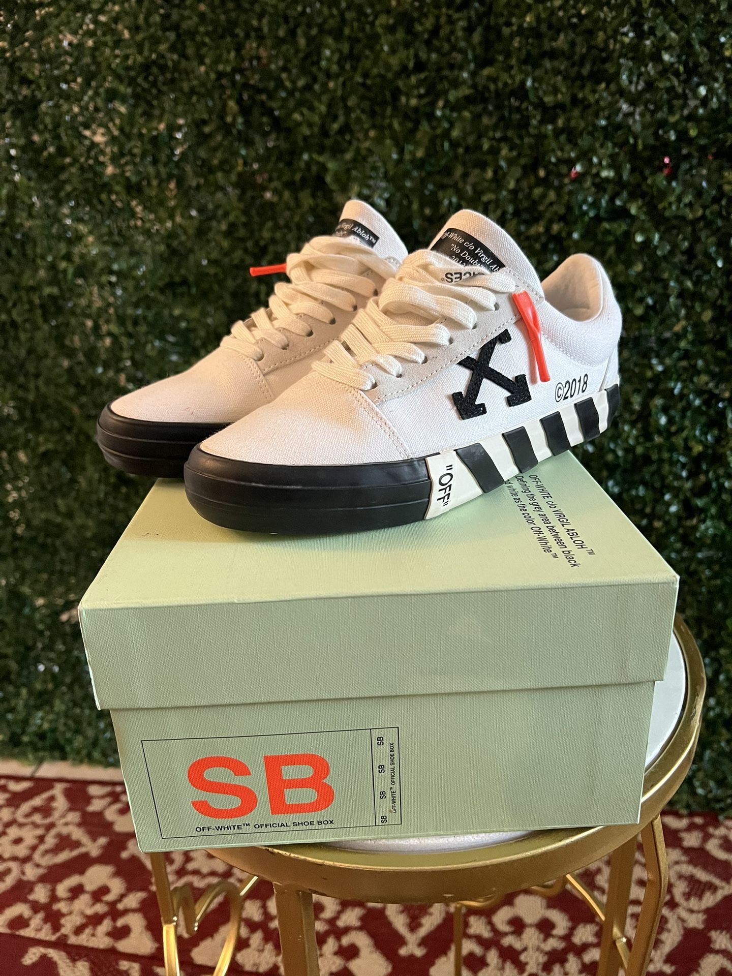 Off White Vulcanized Striped Low Top Sneaker Casual Shoes