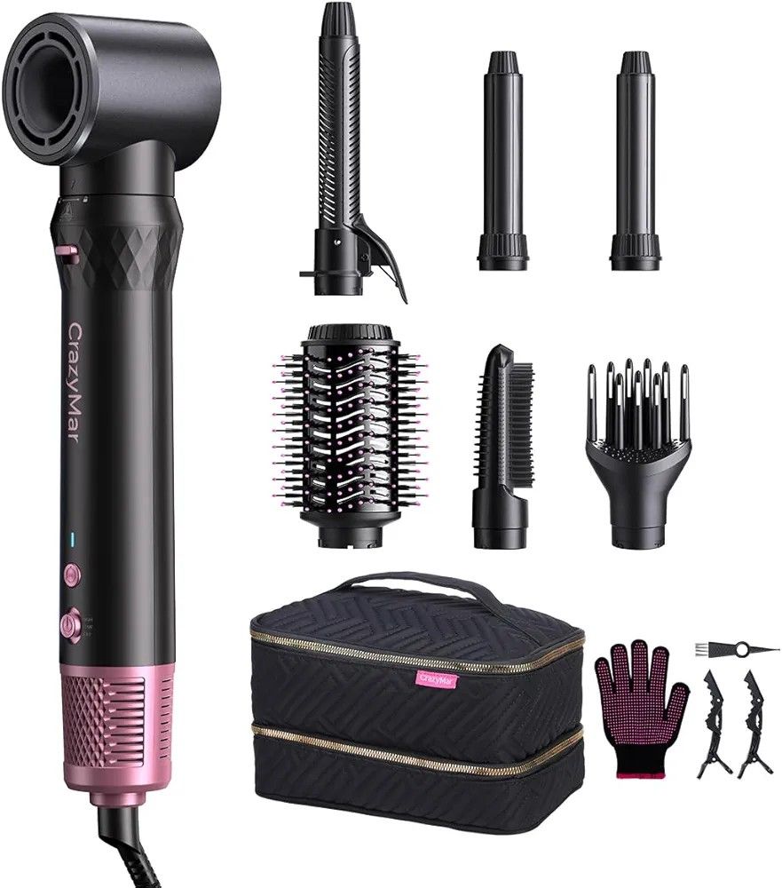 7-in-1 Hair Dryer Brush & Hair Styler, Fast Drying Blow Dryer & Curling StylingTool, Hot Air Styler No Heat Damage, Powerful Multi-Styler for Curling
