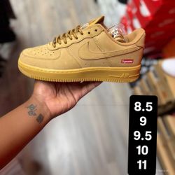 Supreme Wheat Air Force 1s