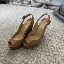 New Nude Christian Louboutin Wedges Heels 36