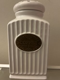 THL White Ceramic Coffee Container