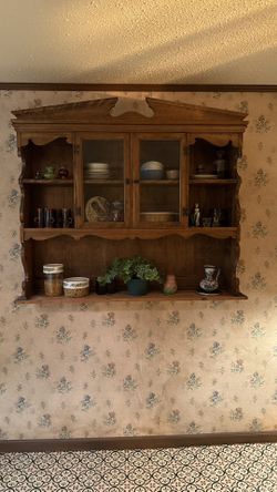 Vintage Wood Hanging Shelf Wall Cabinets Kitchen Organizer