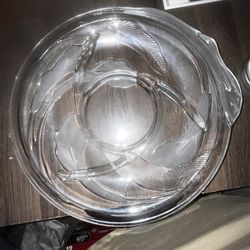 (2) Crystal Clear Studios "Fragrance" Lilies Divided Frosted Platter