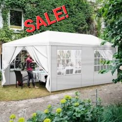 10'x20' Outdoor Party Tent, Large Wedding Birthday Tents for Parties, White Canopy Tent with 6 Removable Sidewalls
