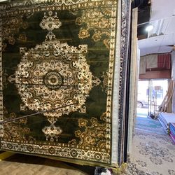 8x10 Area Rugs Carpet Rugs Medalian Desgin Thick Colors Green Beige